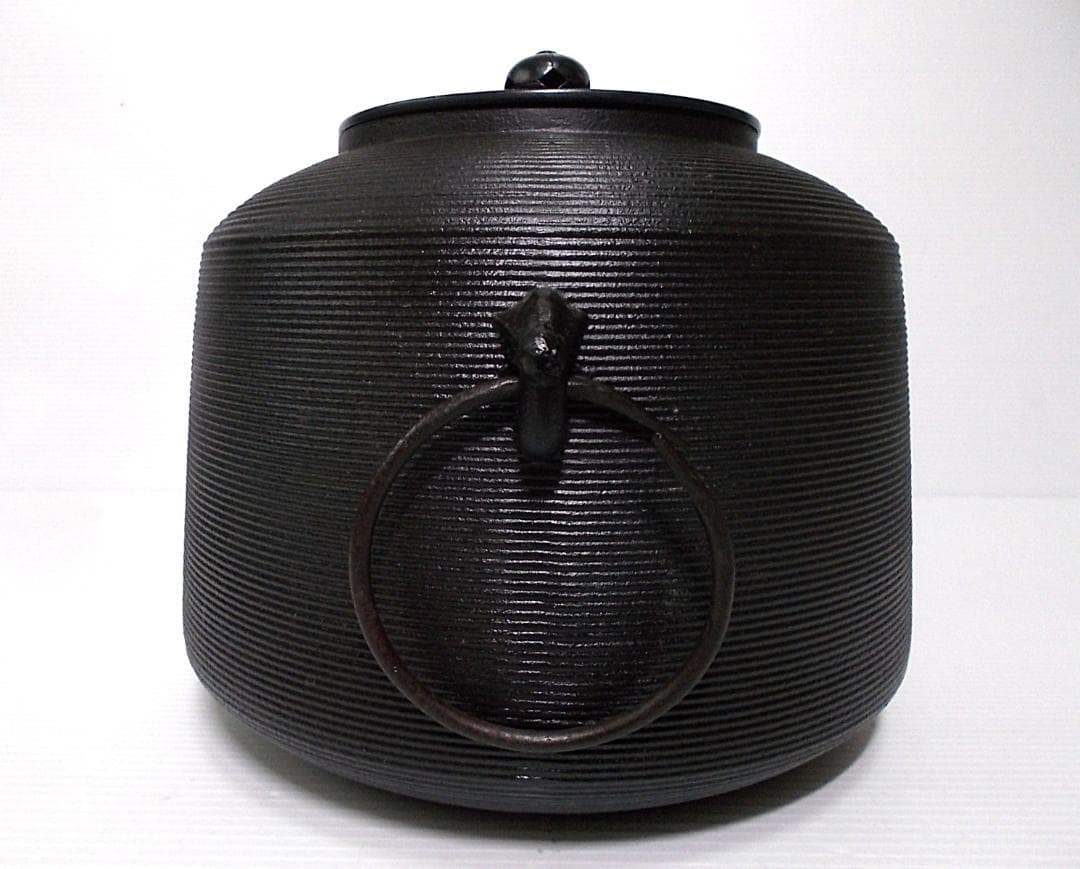 茶道具 志きの釜 しきの釜 アルミ軽合金 糸目茶釜 釜環 送料込み