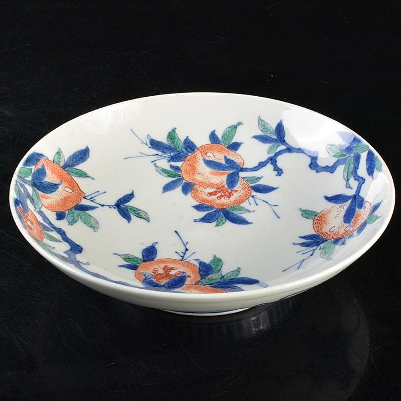 鍋島焼　色鍋島　染錦　柘榴文　高足皿　V　R5828