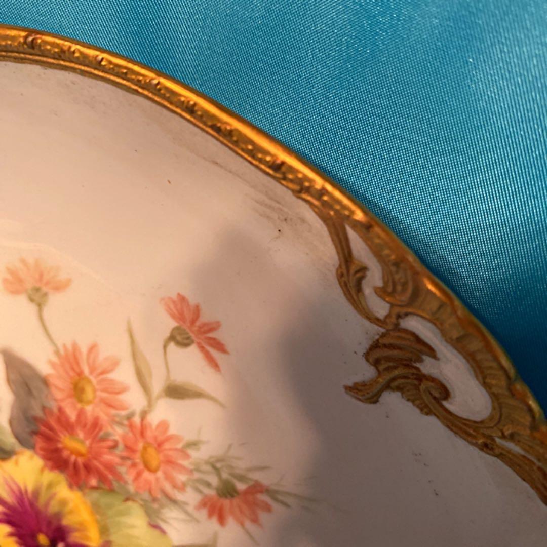 再値下げ★豪華金彩盛り上げ★KPMアンティーク★花プレート飾皿 金盛★ベルリン