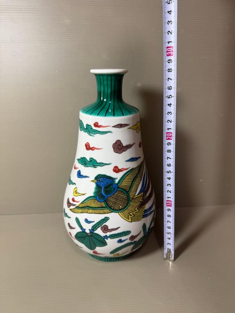 2857 九谷焼　雲鳥文　花瓶