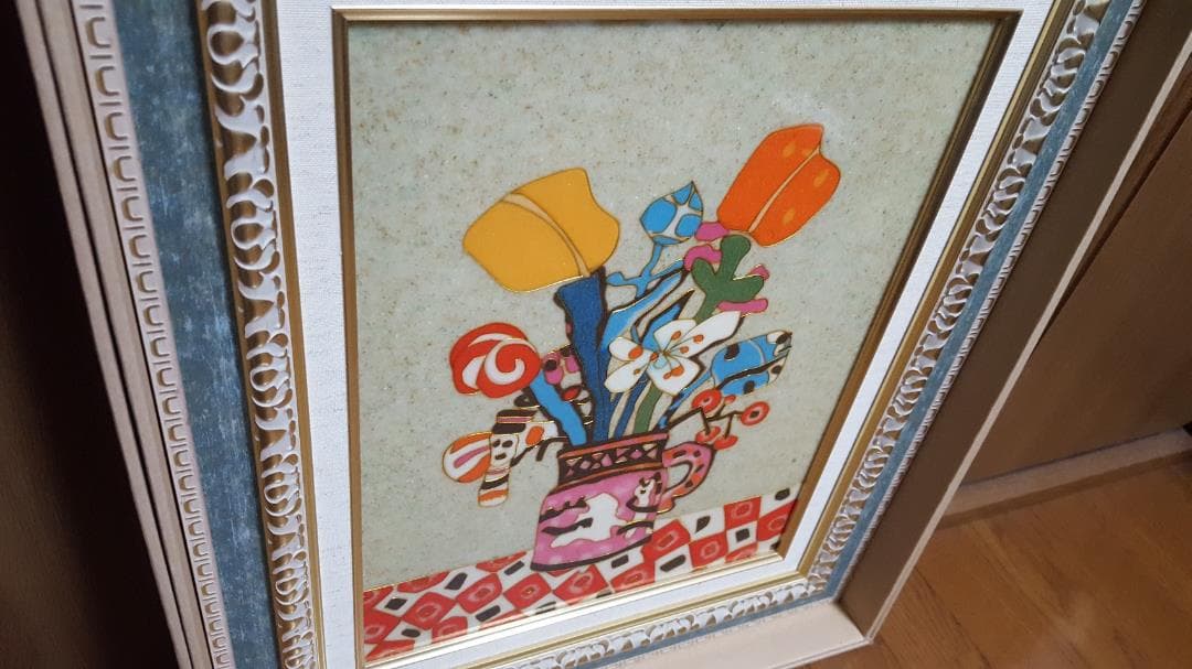 【未使用】マーブルアート　「 花 Ⅰ 」 F6　額装品