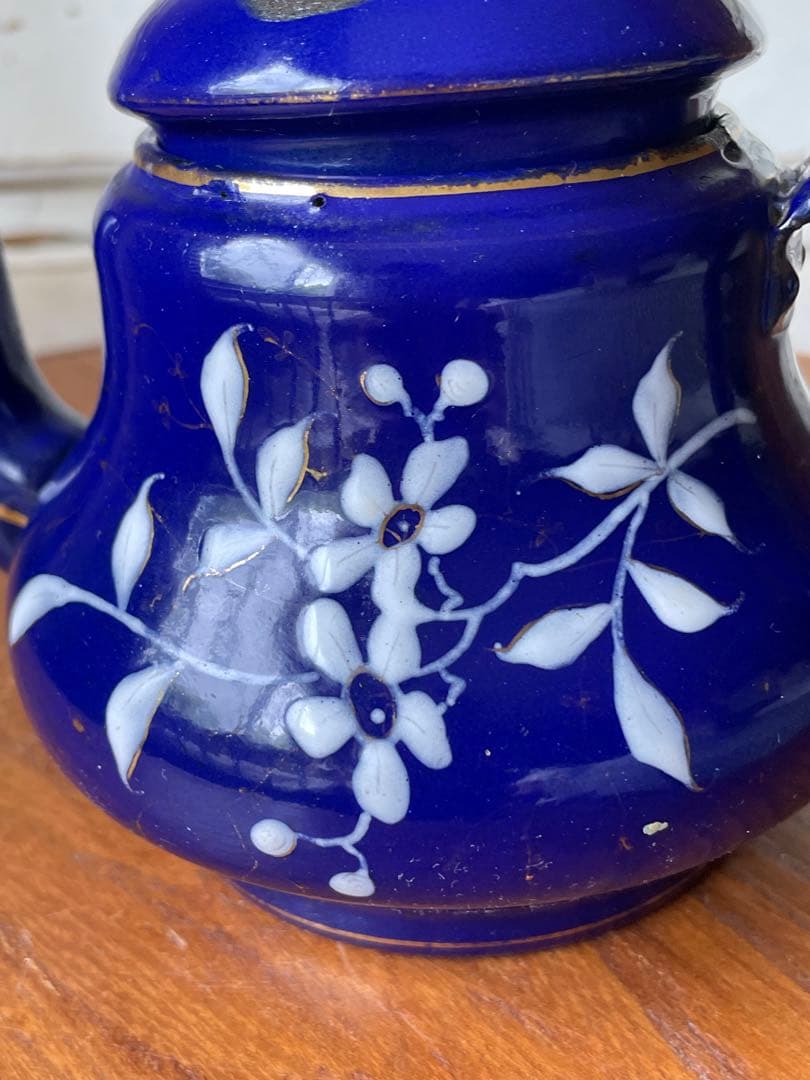 フランス　アンティーク　ホーロー　ティー　ポット　コーヒー　ポット　手書き　レア