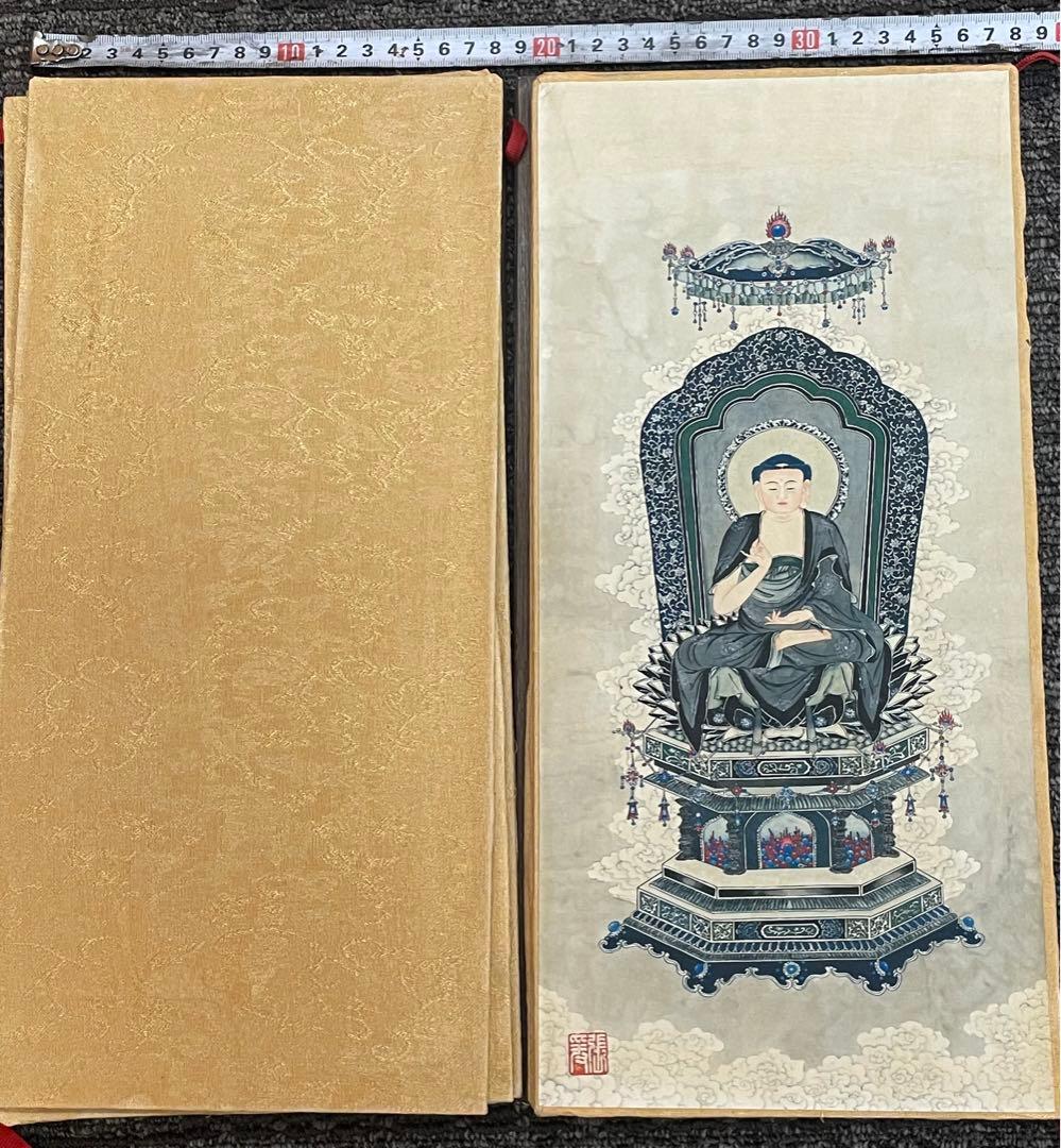 中国古美術・中国名家張大千氏　如来仏像水彩画8枚・板画絵画・書道・民国珍蔵絵画