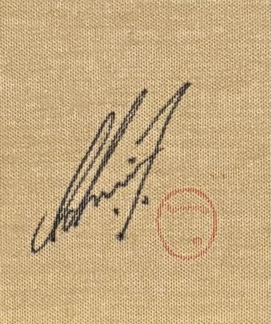 【F4号】手描き油彩画　鶴田一郎　額縁　未使用額　サイン　落款　ノエビア　美人画