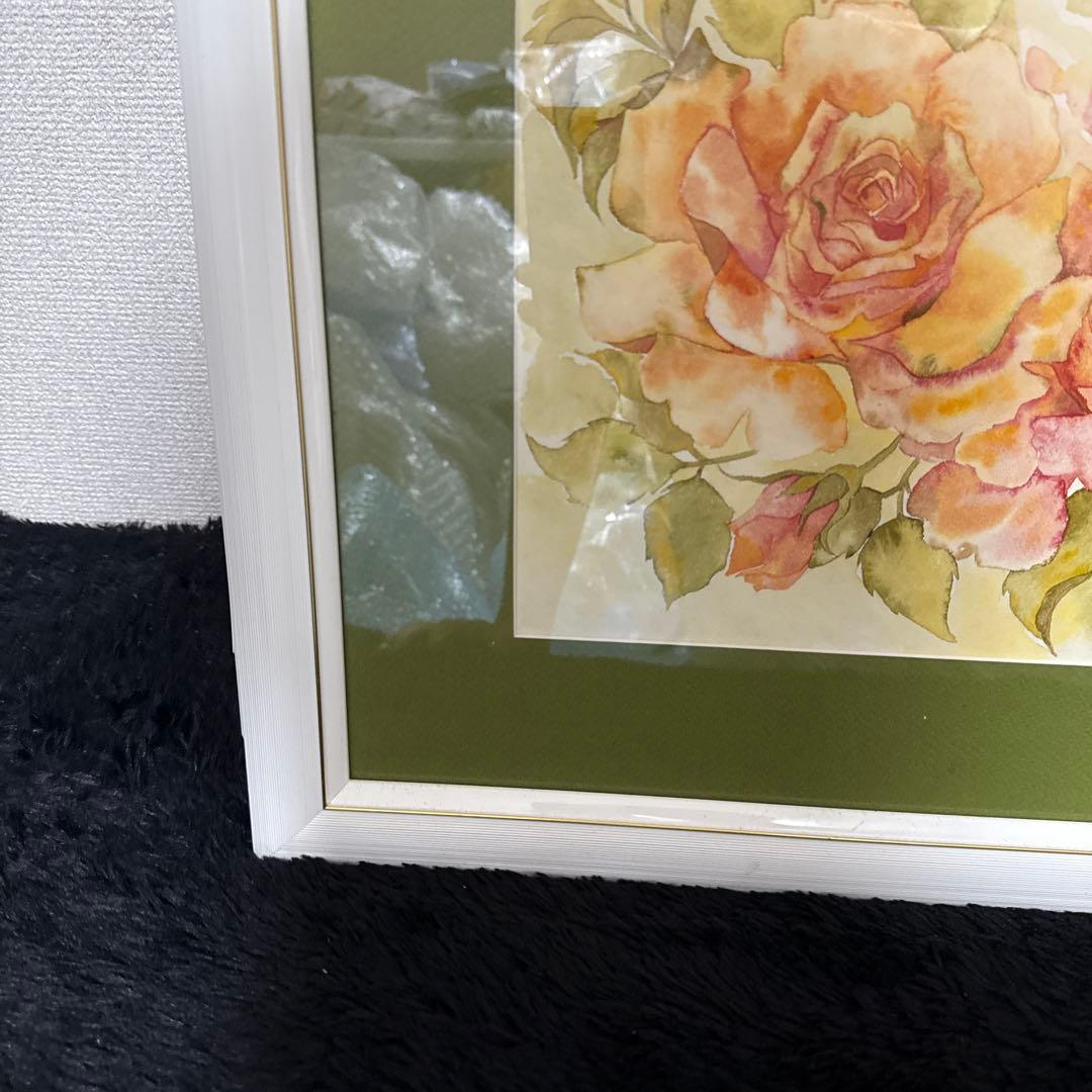 くげ じゅんこ 水彩画 サイン 額縁 付き 90×70cm