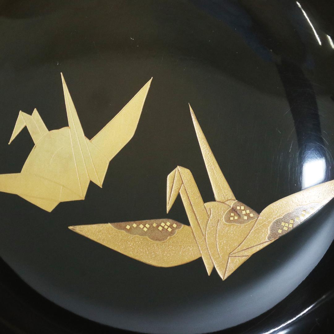 吸物椀　金彩　蒔絵 鶴 縁起物　木製　10客