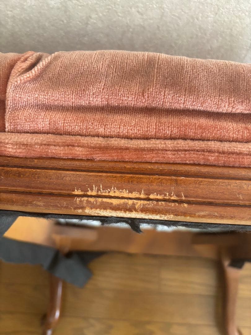 猫脚　ピンク ベルベット ヴィンテージ スツール　オットマン