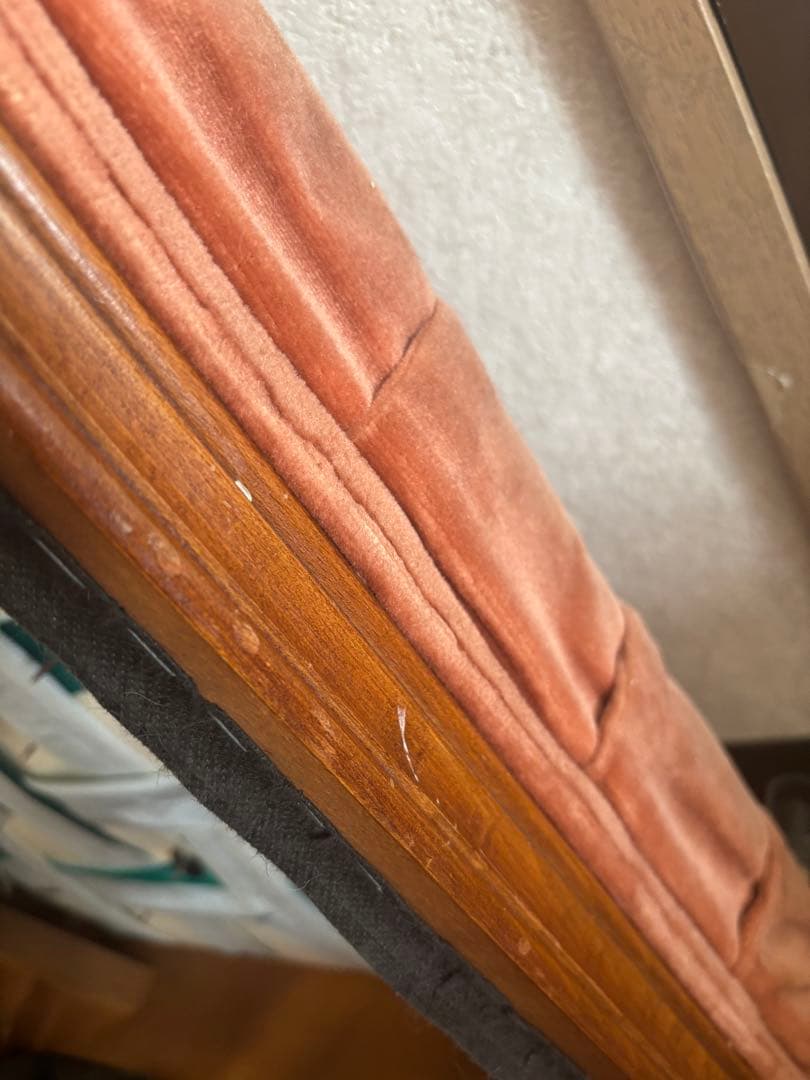 猫脚　ピンク ベルベット ヴィンテージ スツール　オットマン