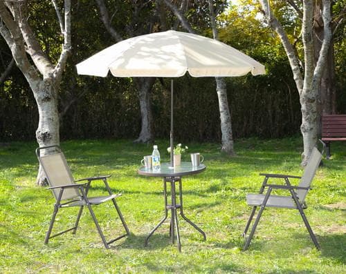 パラソル付きガーデン４点セット 椅子2脚 W60