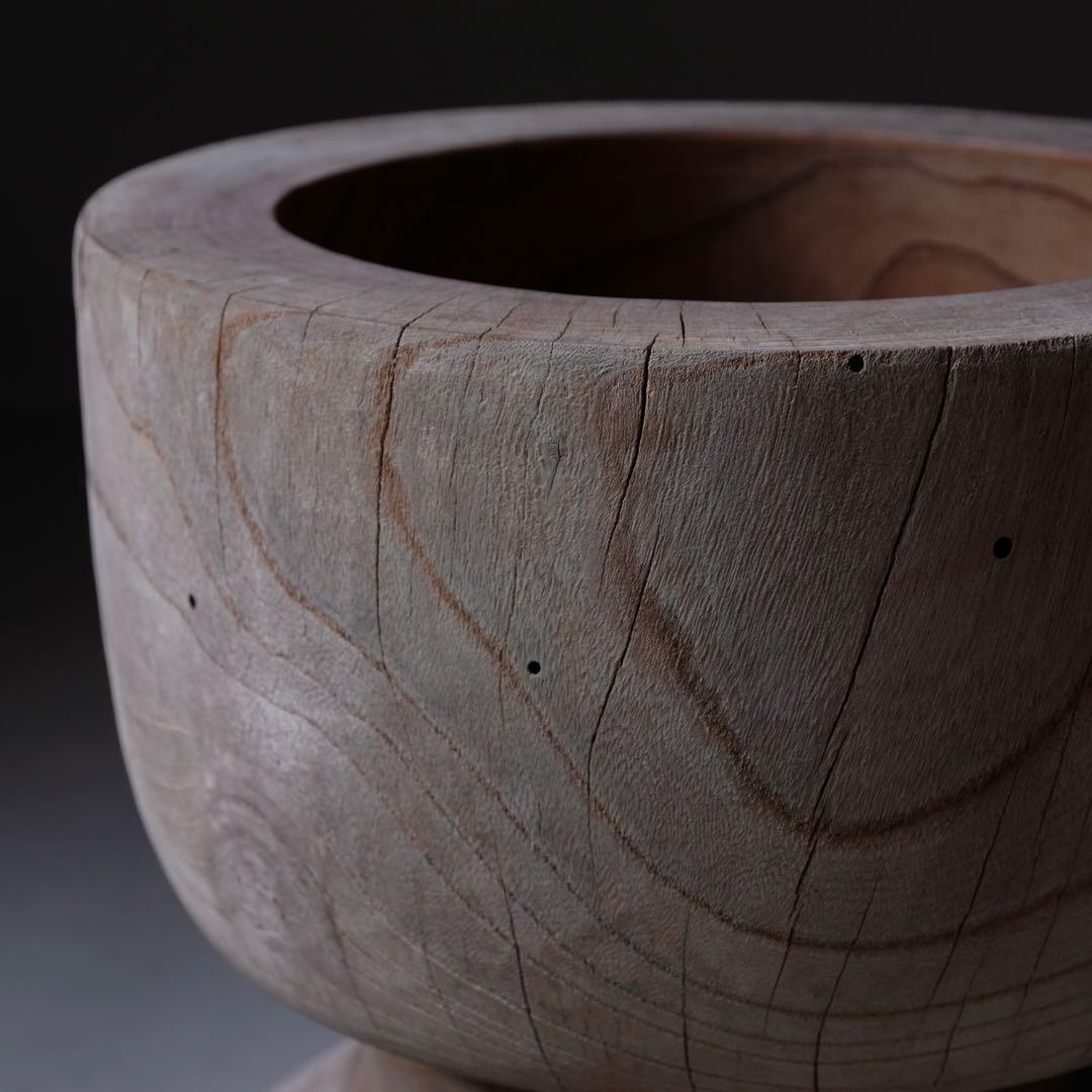 欅材 古い臼　木鉢 木皿 プランター オブジェ 古家具 古道具 アンティーク