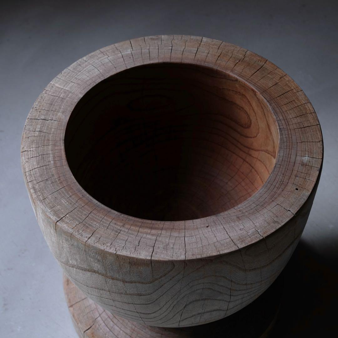 欅材 古い臼　木鉢 木皿 プランター オブジェ 古家具 古道具 アンティーク
