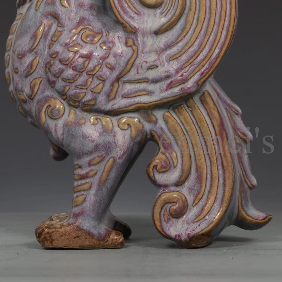 中国古美術・旧藏宋钧窑款羊形烛台・玫瑰紫釉・文房具・木箱付・案頭・置物・聚財置物