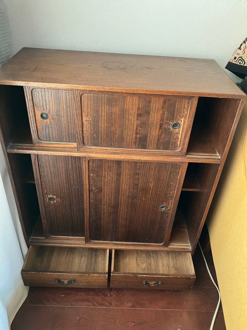 昭和レトロデザイン　木製箪笥　茶箪笥