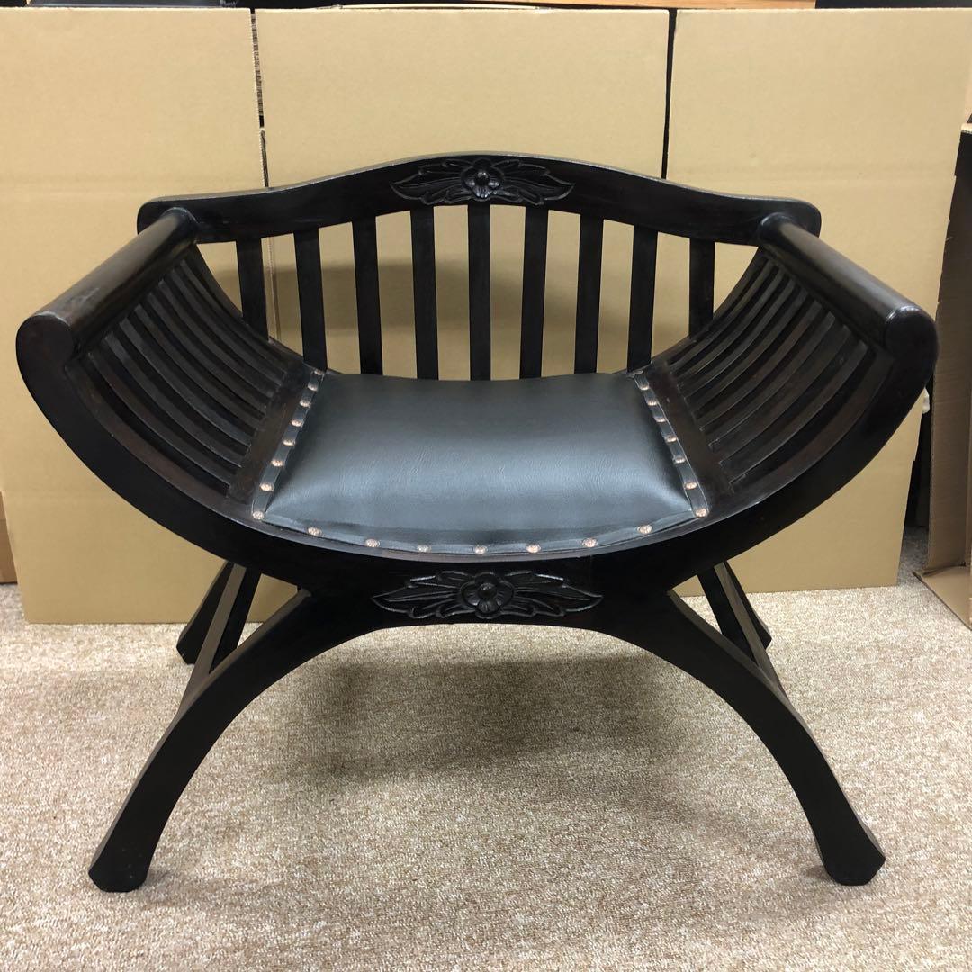 アジアンスタイル カルティニチェア ベンチ 彫刻 椅子 木製 スツール バリ家具