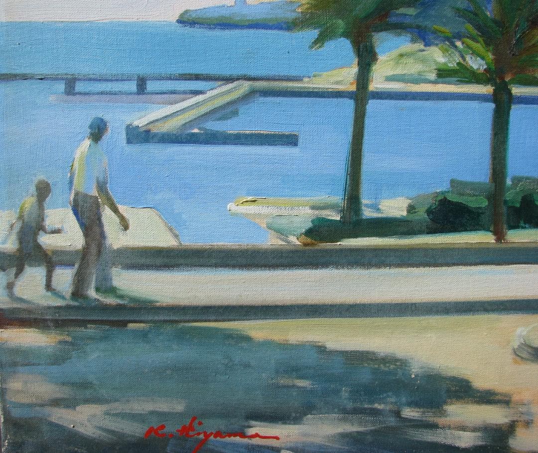スペインの光と影,檜山健三「夏の海辺」8号油彩,いまもなお画面に息づく幸せ画面