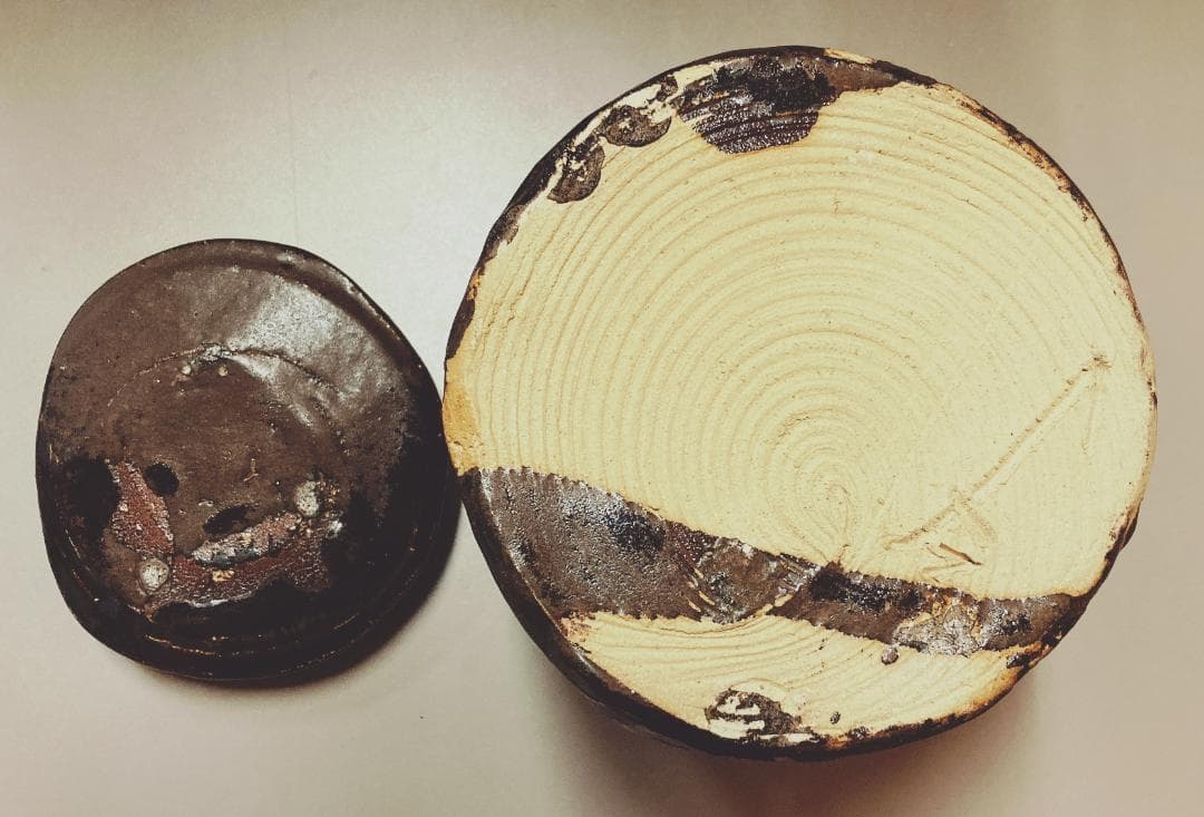 【値下げ】 奥磯太覚 鉄釉 美濃焼 水差 替蓋付 【真作保証】