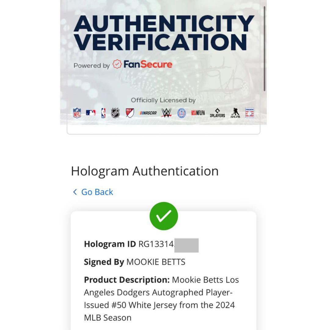 正規品！ ドジャース ベッツ 直筆サイン 支給品 ユニフォーム 大谷翔平