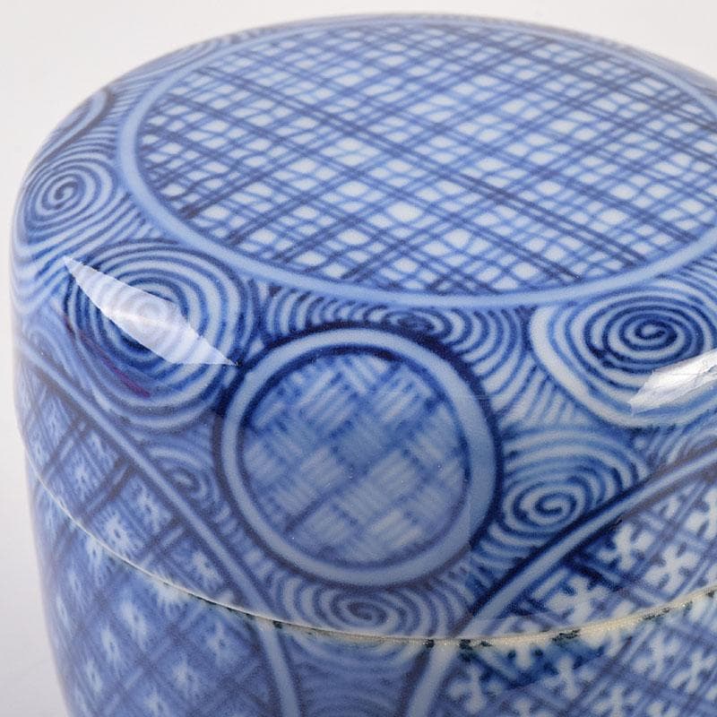 茶道具　陶佳造　染付　渦文　棗　共箱　V　8753