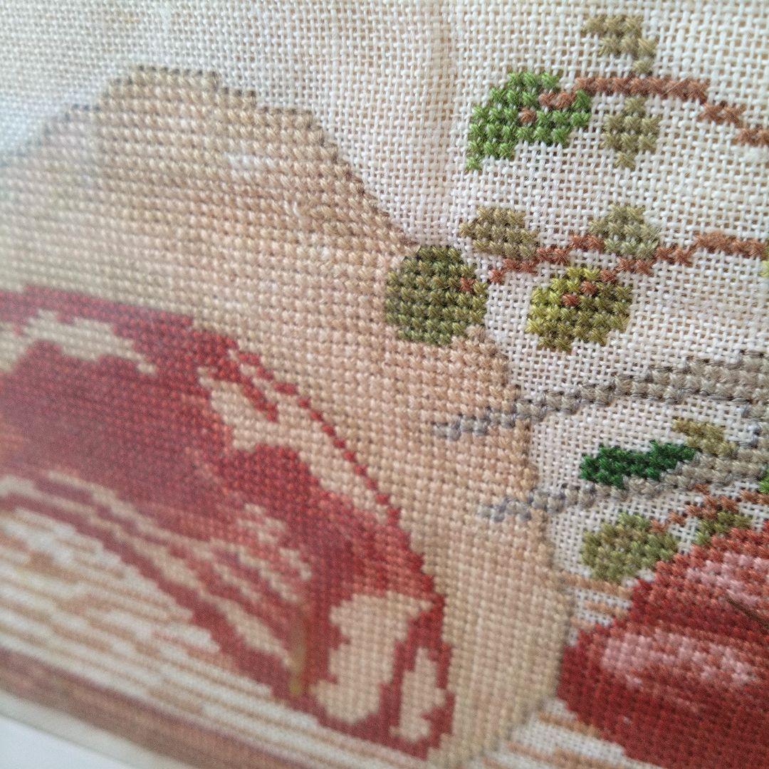 《値下げOK》​北欧 ビンテージ 刺繍フレーム 牛 カットチャート 額付