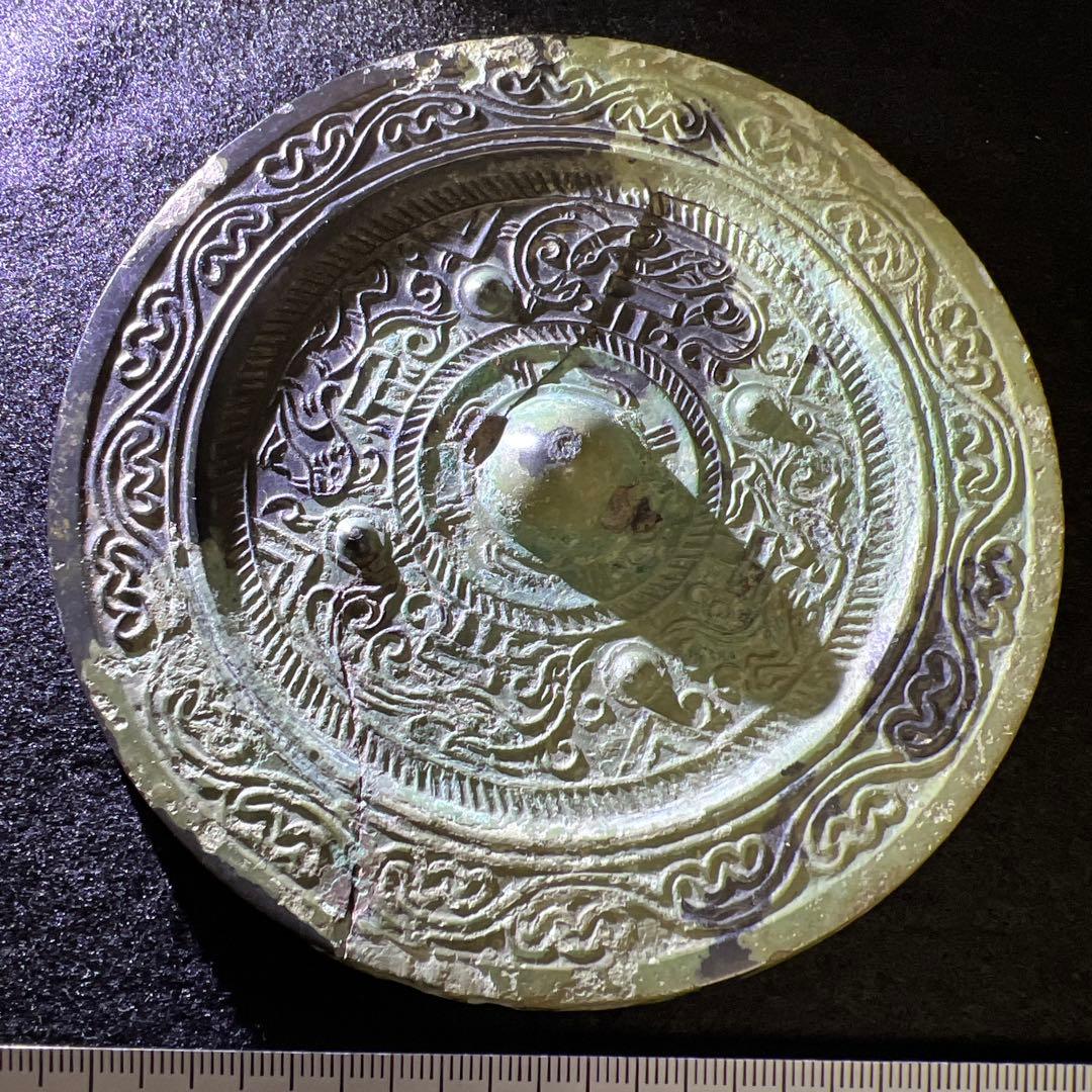 中国宋時代　古銅古鏡　写ります　283g/直径12㎝　東Y8-0206☆2F