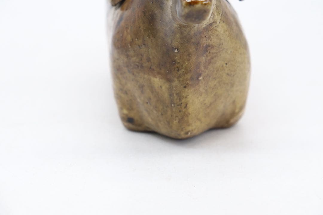 中国　磁州窯　黄釉　牛童子型香炉　送料込み250621