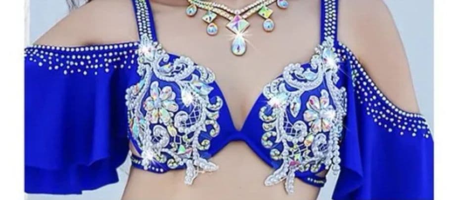 ベリーダンス ロイアルブルー オリエンタル衣装 ＆レッスン着＆ピアス