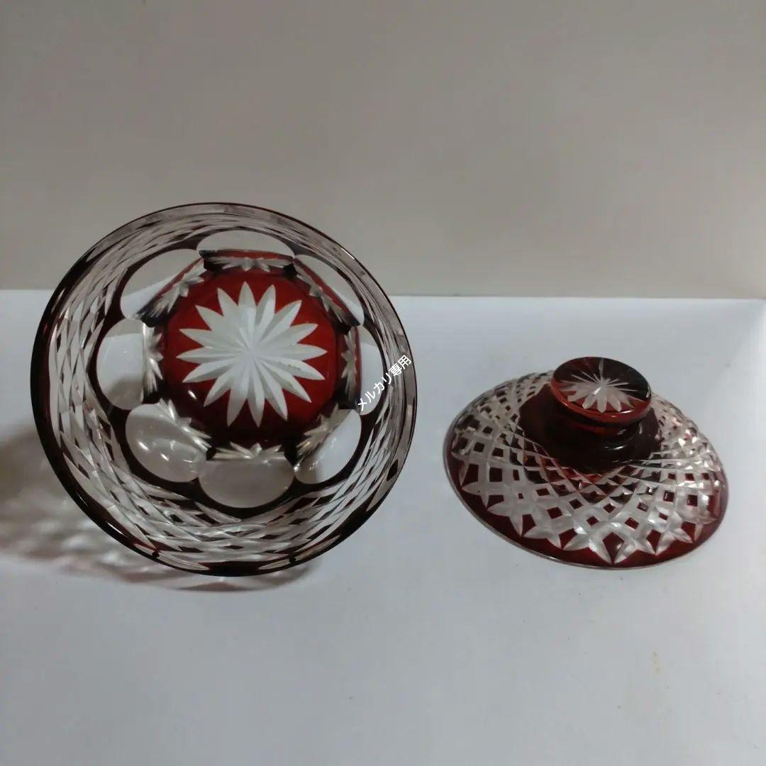 江戸切子　蓋付き小鉢　ボンボニエール　大野和雄作　共箱入