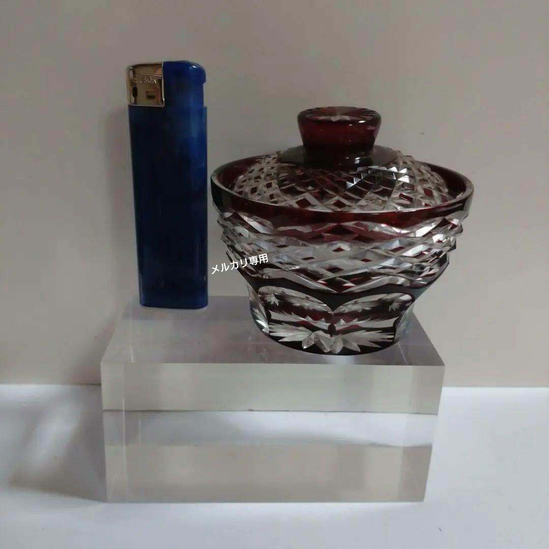 江戸切子　蓋付き小鉢　ボンボニエール　大野和雄作　共箱入