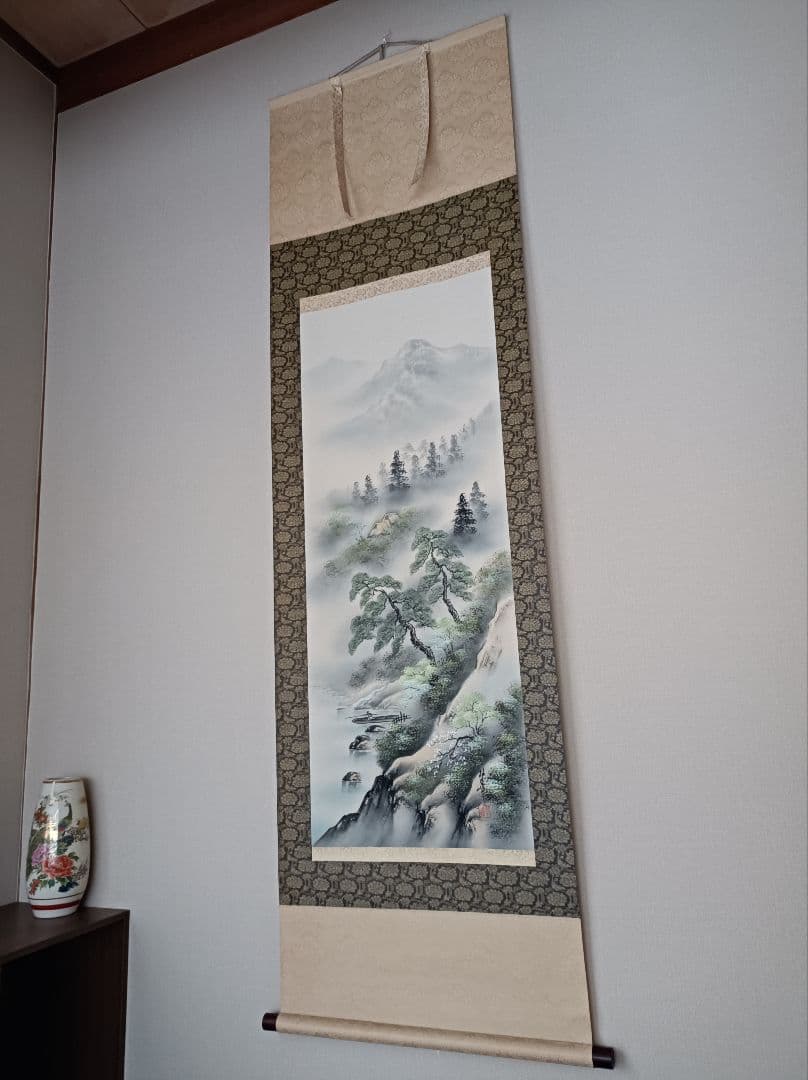 美品 軸 開運 おもてなし 絵 龍神 金運 花 山水 中国 風水 美術 インテリ