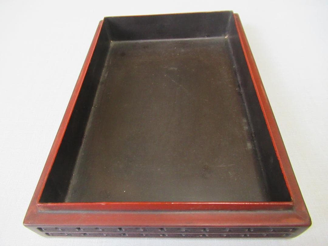◆希少 美品 1900年頃(清朝末期)◆剔紅/堆朱 蜀江文、蝶、燕、雷紋 硯箱