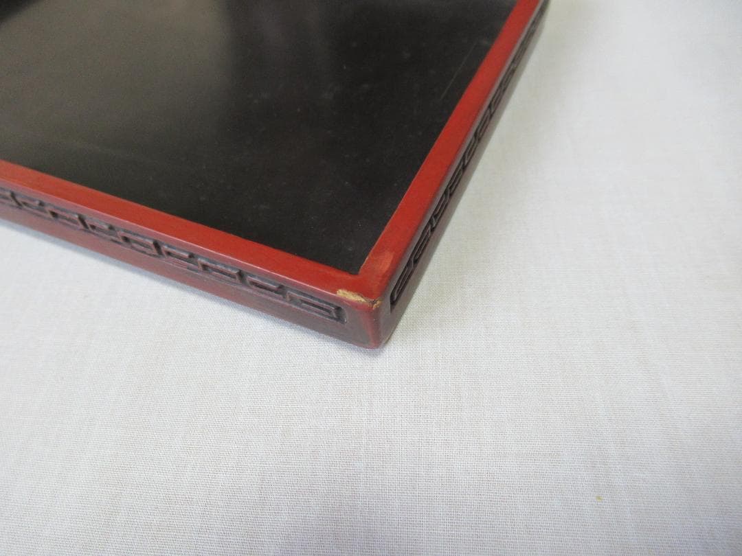 ◆希少 美品 1900年頃(清朝末期)◆剔紅/堆朱 蜀江文、蝶、燕、雷紋 硯箱