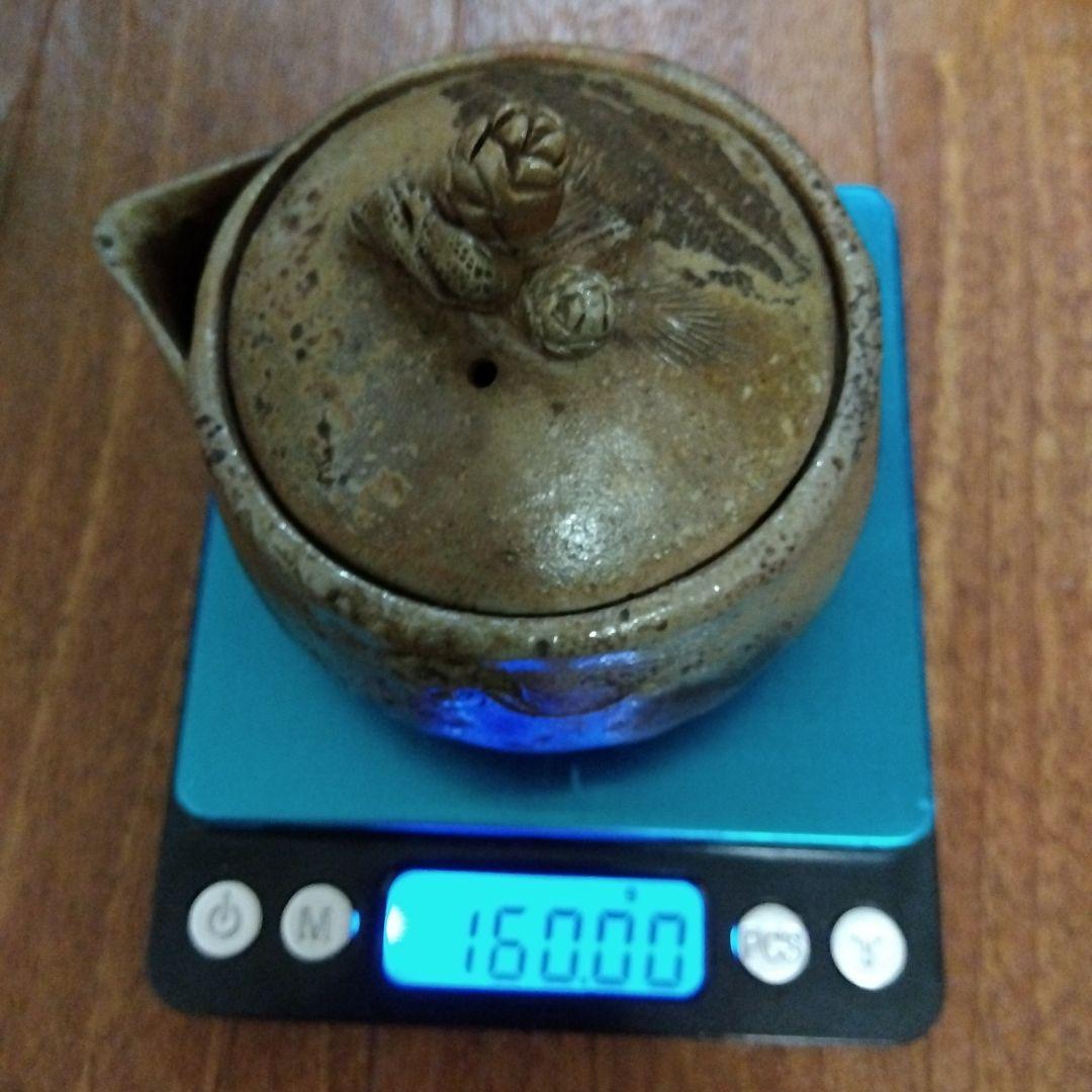 【レア】宝瓶 木村春芳作 備前焼 陶器製急須 松ぼっくり 茶托付き 宝瓶台付き