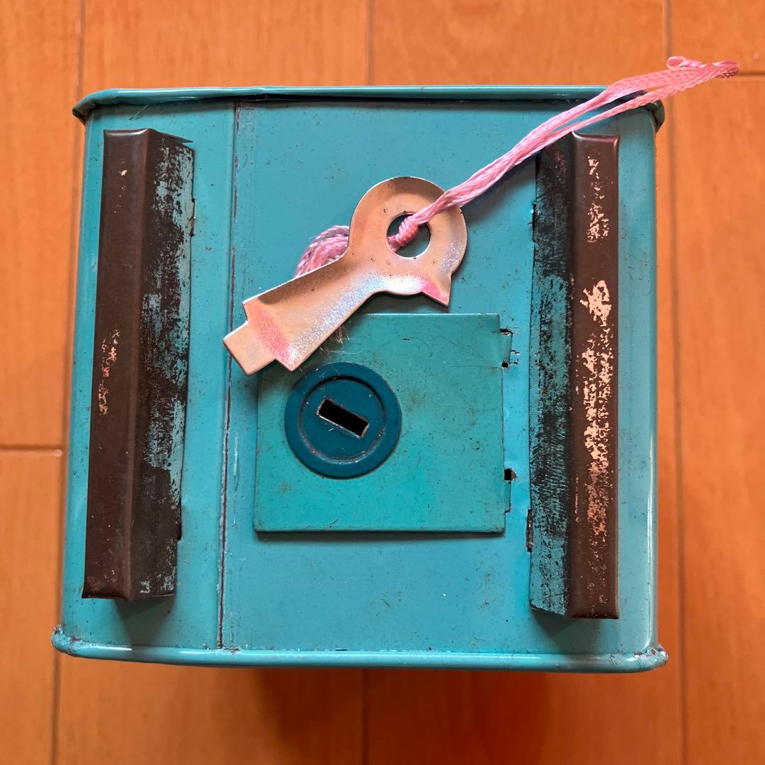 当時物ブリキ貯金箱 ダイヤル式 青