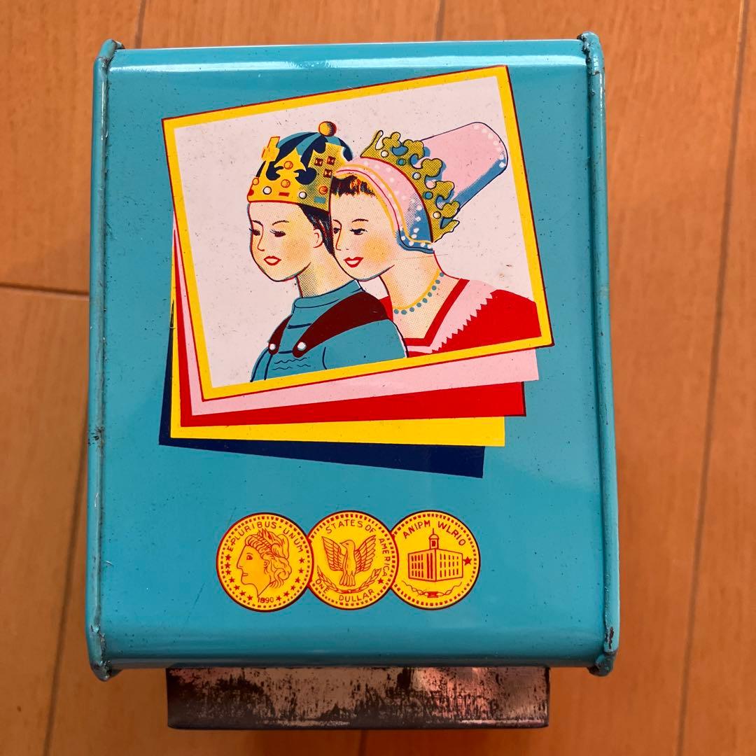 当時物ブリキ貯金箱 ダイヤル式 青