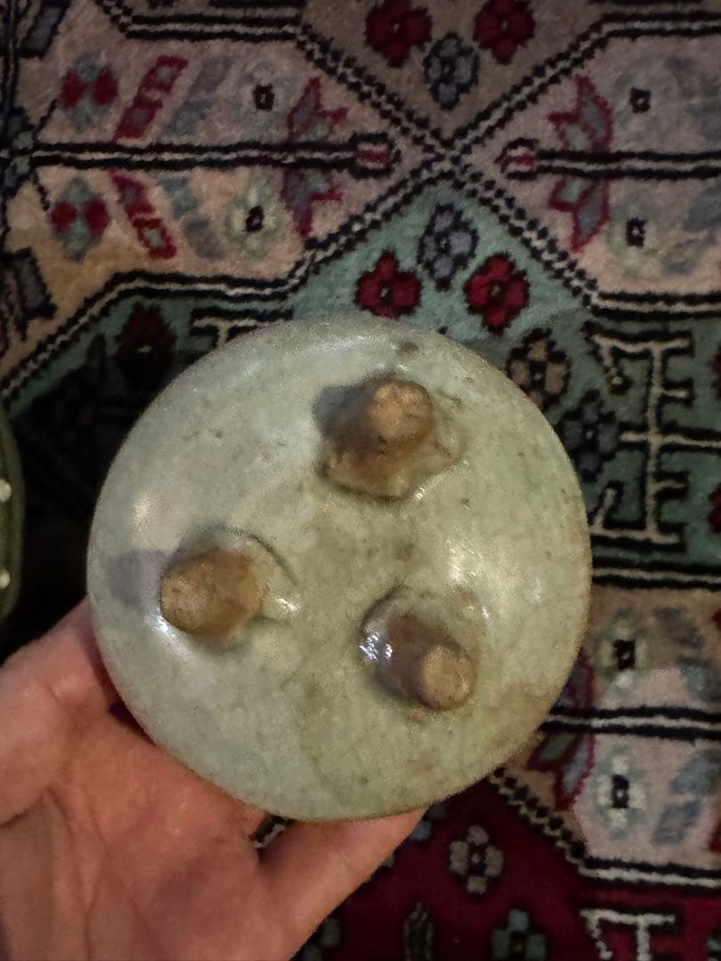 ‼️リサイクルFORT‼️中国の青磁香炉‼️緑石木蓋付