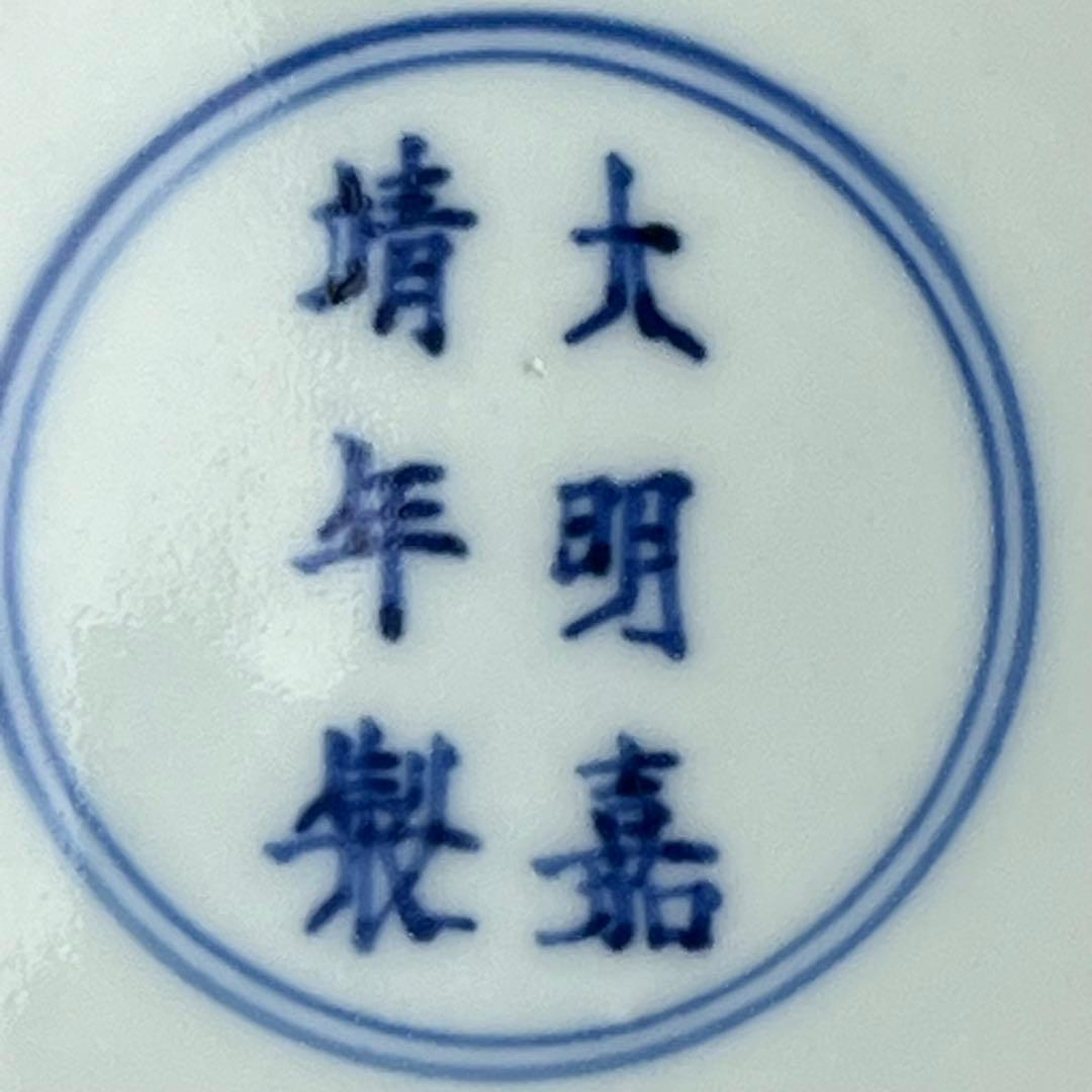 優美 五彩龍紋染付壺 大明嘉靖年製 款 中国美術 古玩