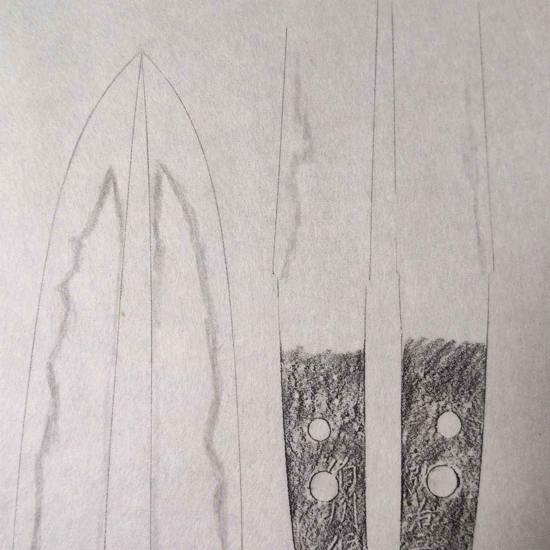 記録・鑑別資料　刀剣押形　押形　部分押形　『伯州住廣賀作』　弘治年　茎　銘　刃文