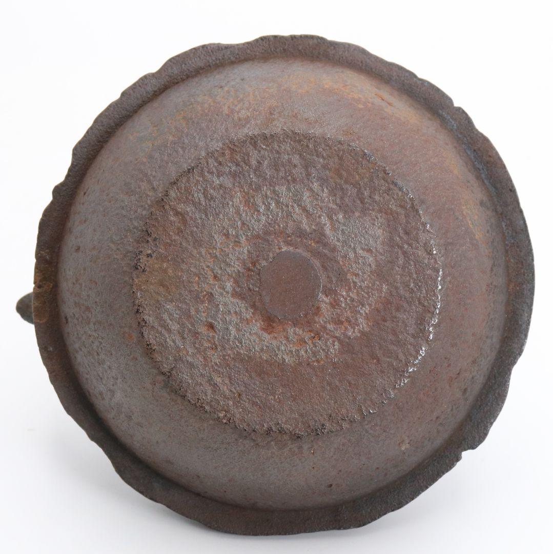 羽根付鉄瓶 斑紫銅蓋 茶道具 小振り 釜師系 TX412　GK1