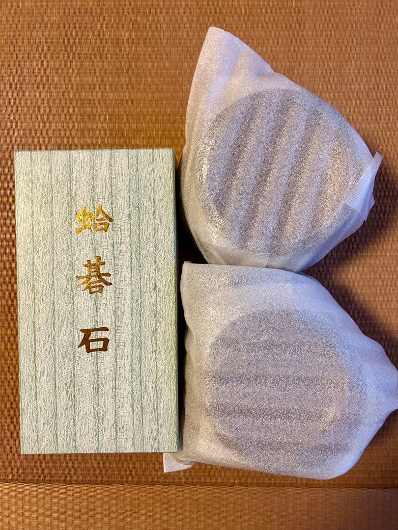 日向特製 本蛤碁石 那智黒 33号 美品　碁笥（新花梨）付き