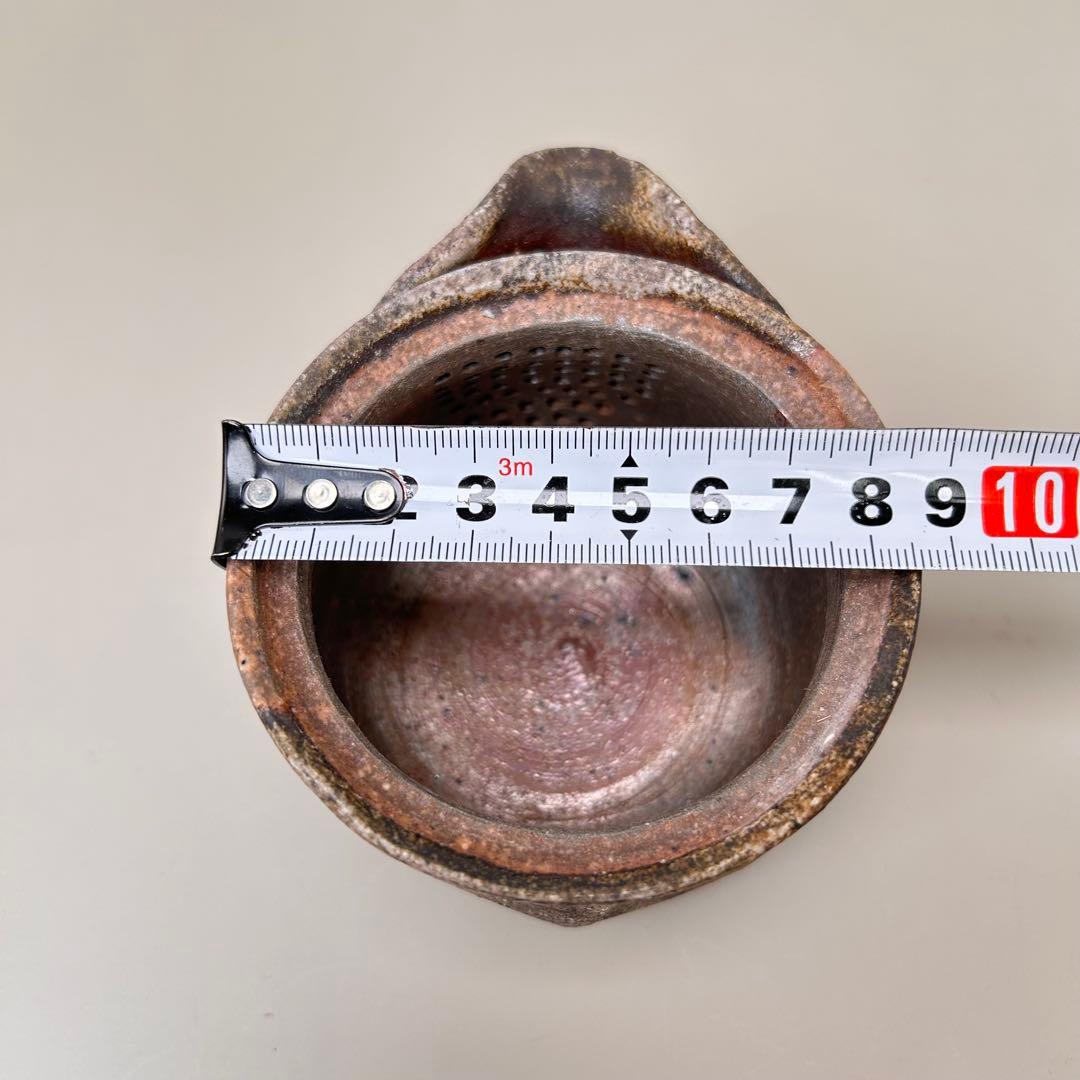 B柴岡信義 備前市無形文化財 備前焼 窯変 共箱 共布 栞 面取 宝瓶 茶器