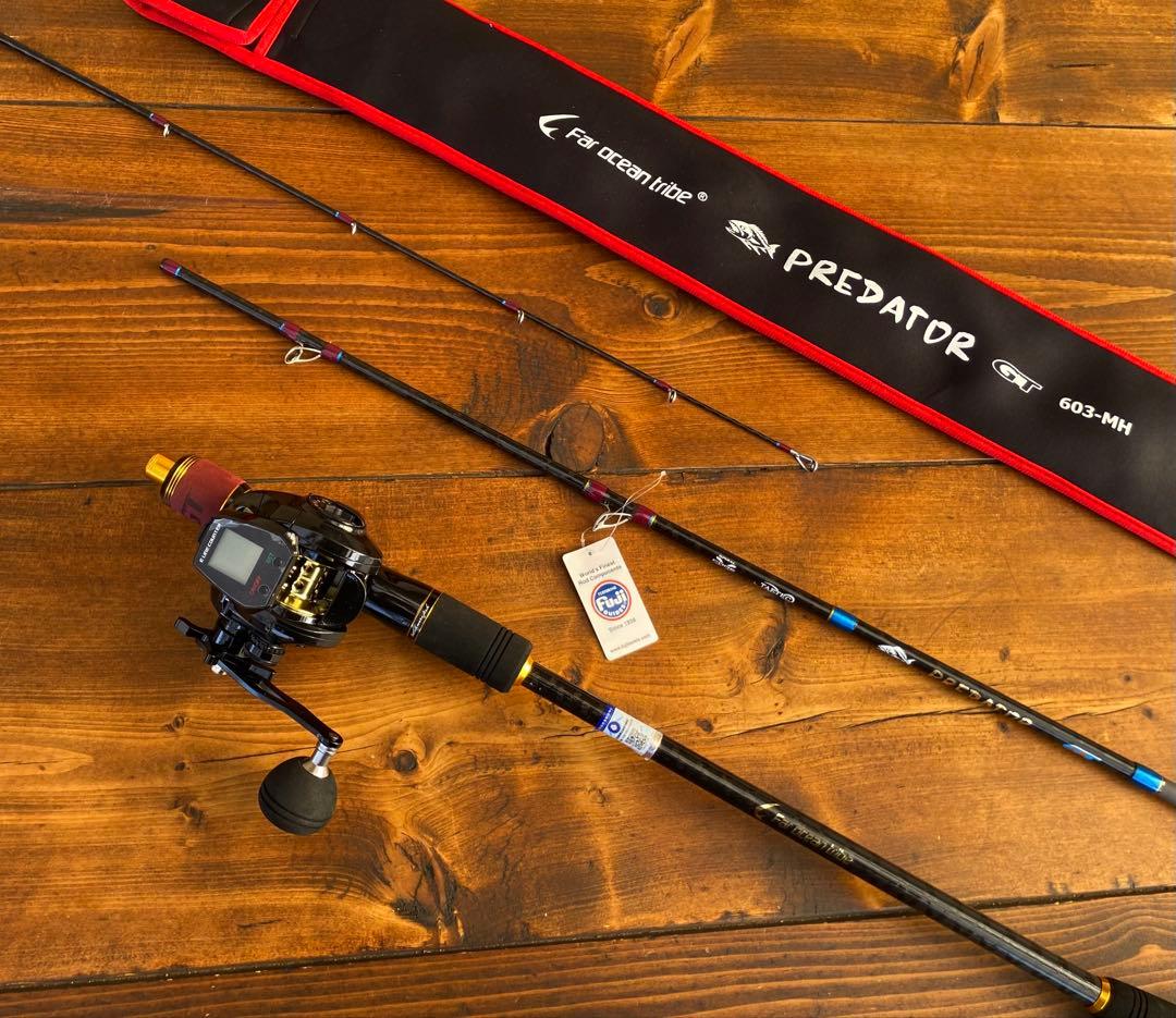 ジギングセット　レフトハンドル　3ピースパックロッド　Fujiガイド タイラバ