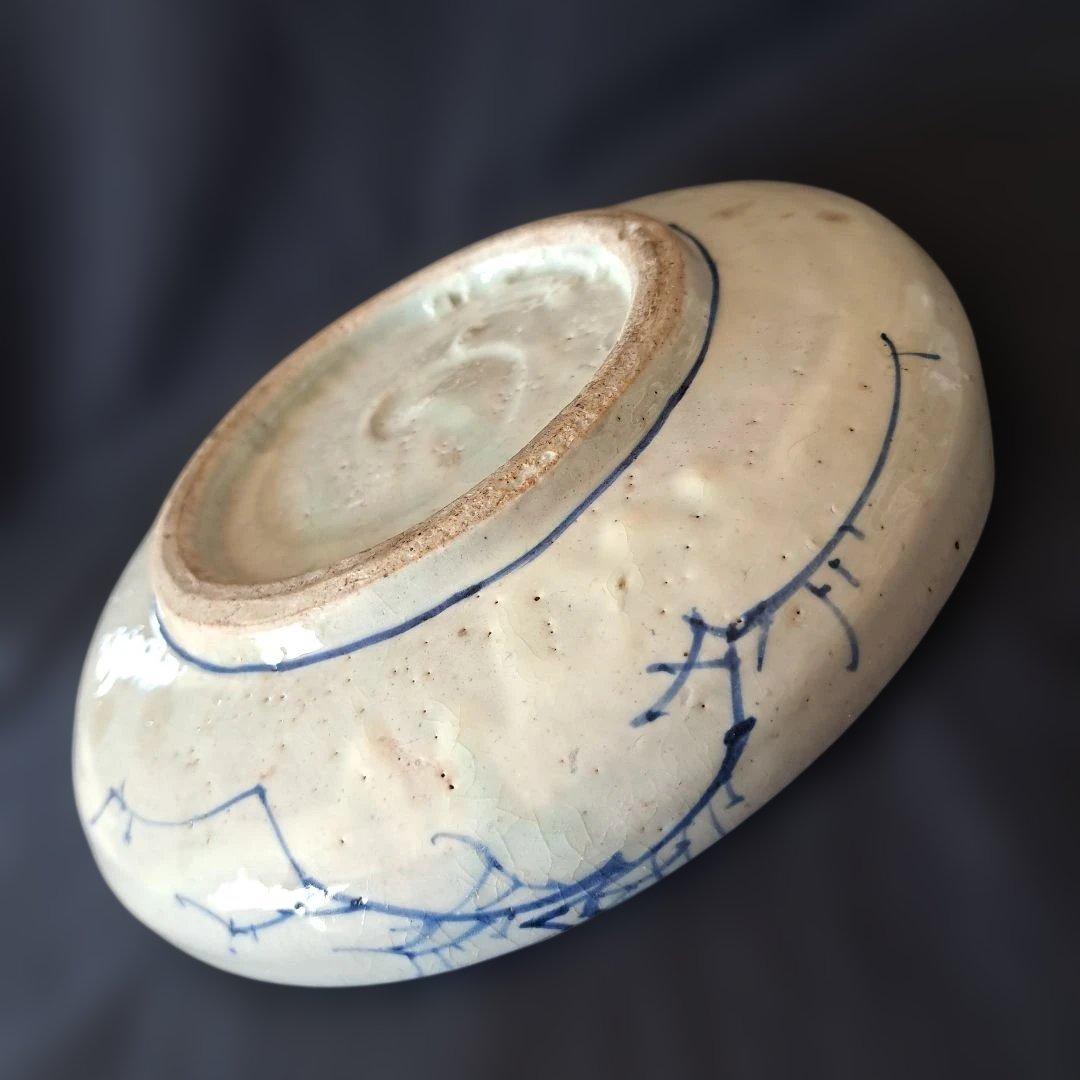 「まるで若冲(じゃくちゅう)のタッチ？！」 古伊万里染付皿(最大幅23cm) 骨