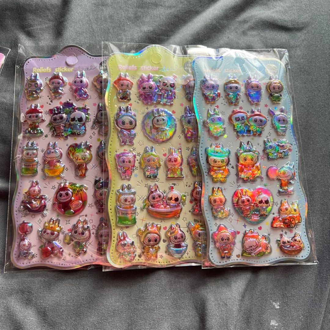 200枚枚セット　ラブブ　ぷくぷくシール　オーロラシール　立体シール