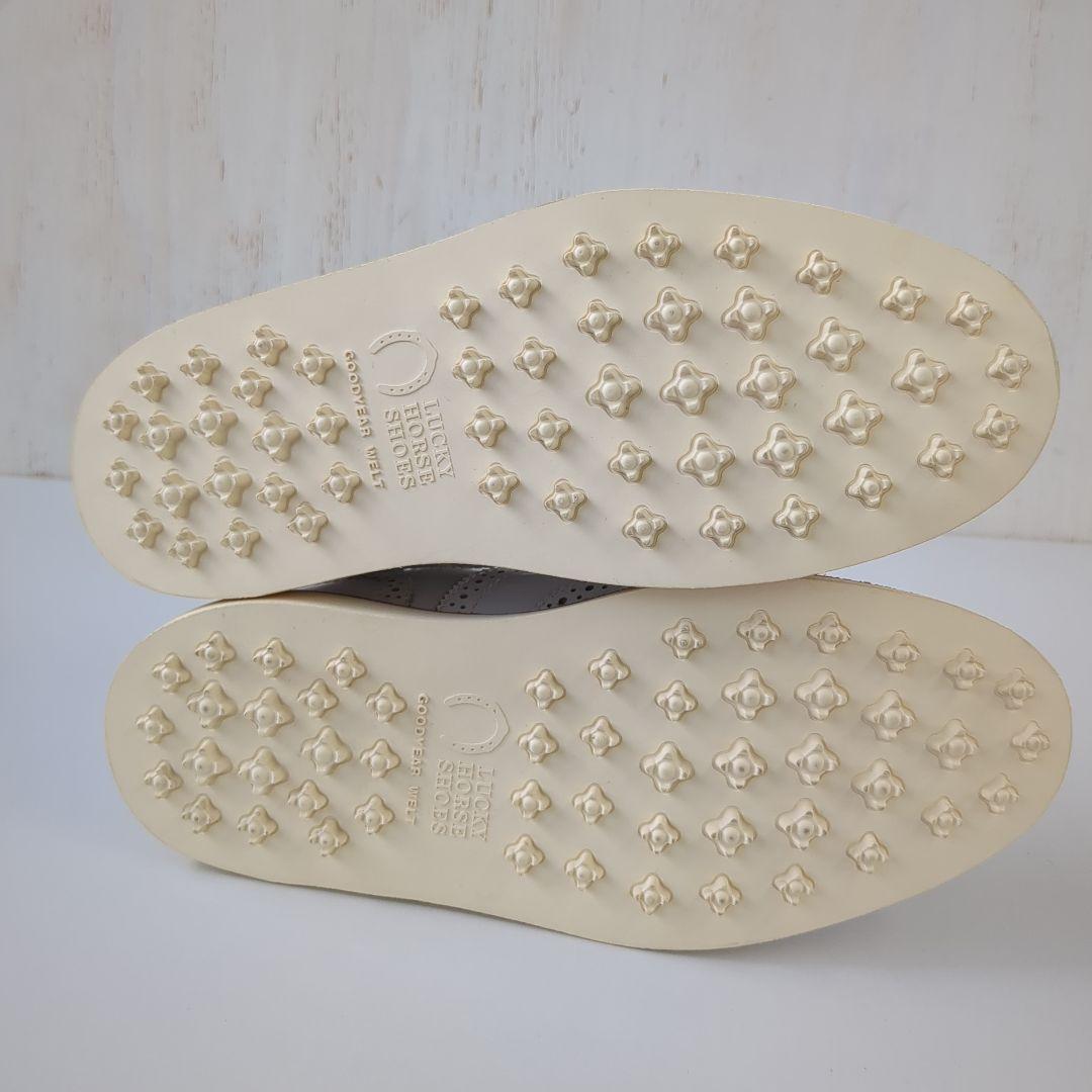 ラッキーホース*ホワイトレザー ウィングチップシューズ