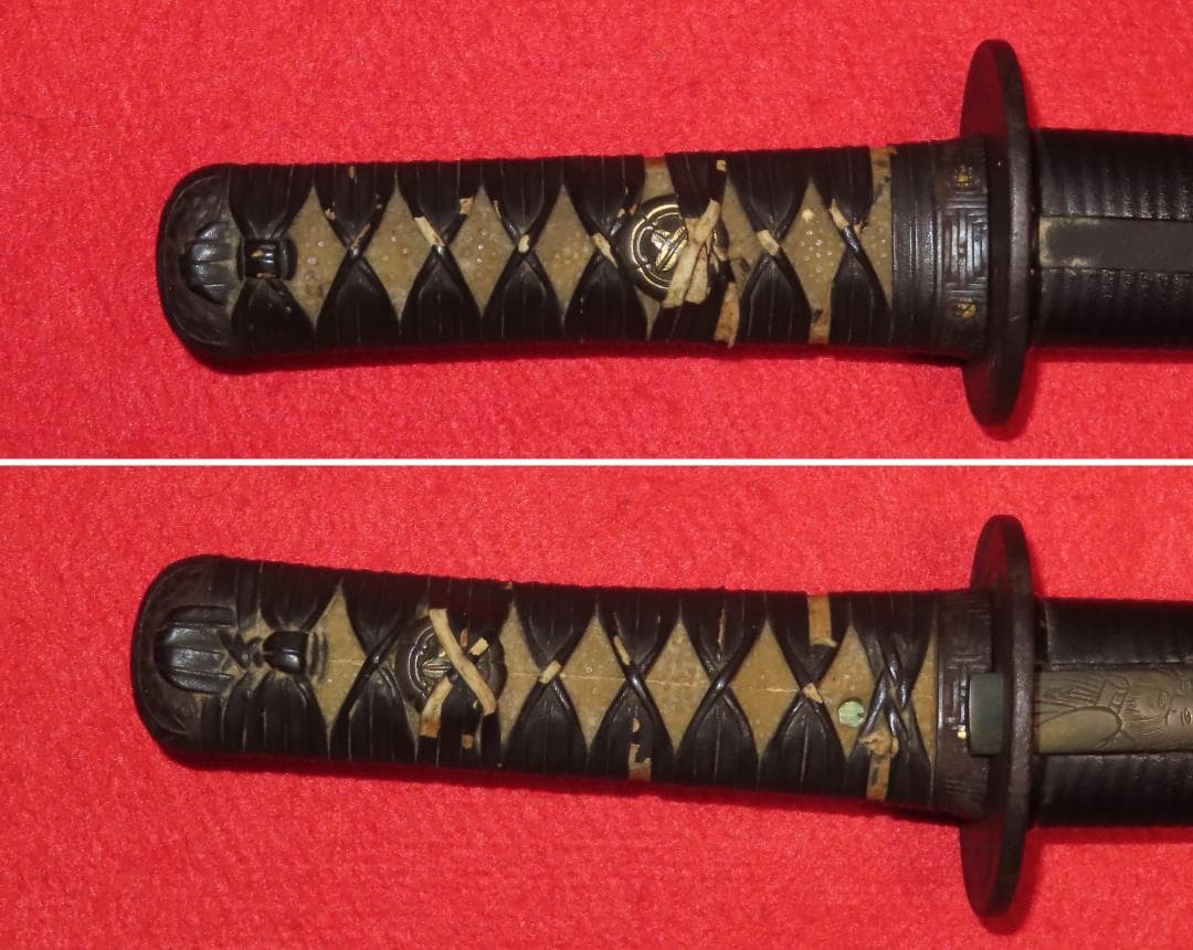 黒石目地千段塗鞘脇差拵え（保存刀装具）/　刀身ありません