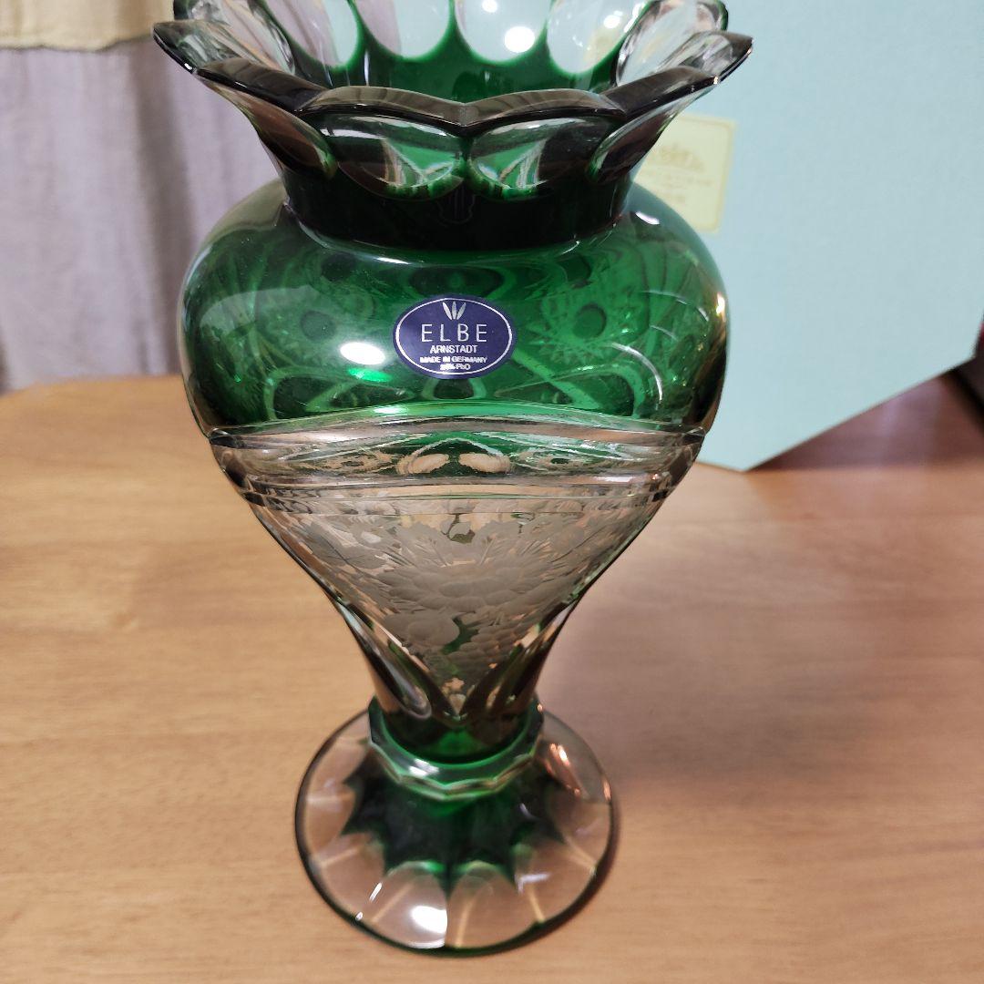 【未使用に近い】ELBE Crystal (エルベクリスタル)花瓶フラワーベース