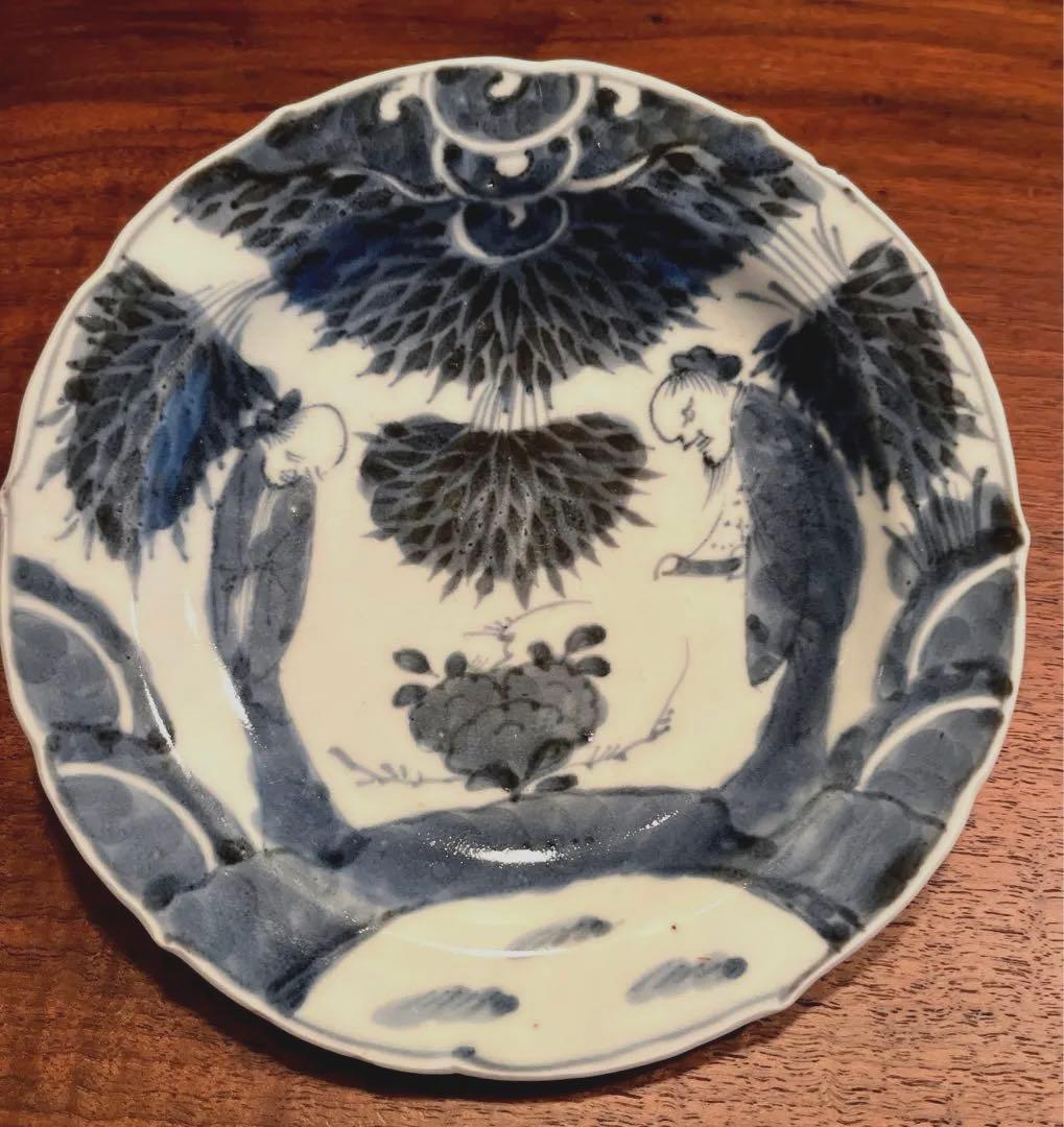 古伊万里　伊万里　竹林賢人図染付　中皿