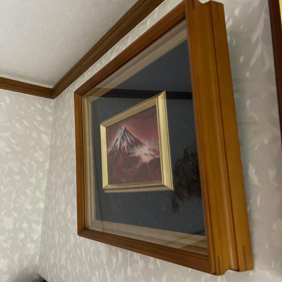 2点!壁掛け 赤富士額縁入り 38.5Cm/32cm/6.2cm