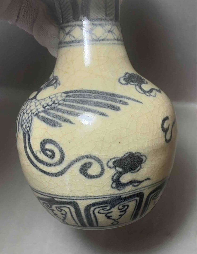 中国 染付鳳凰絵瓶　f2250417