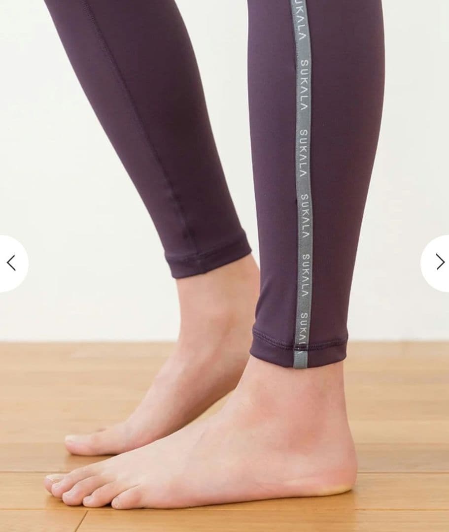 SUKALA パープル ヨガパンツ Lサイズ サイドロゴギャザーレギンス